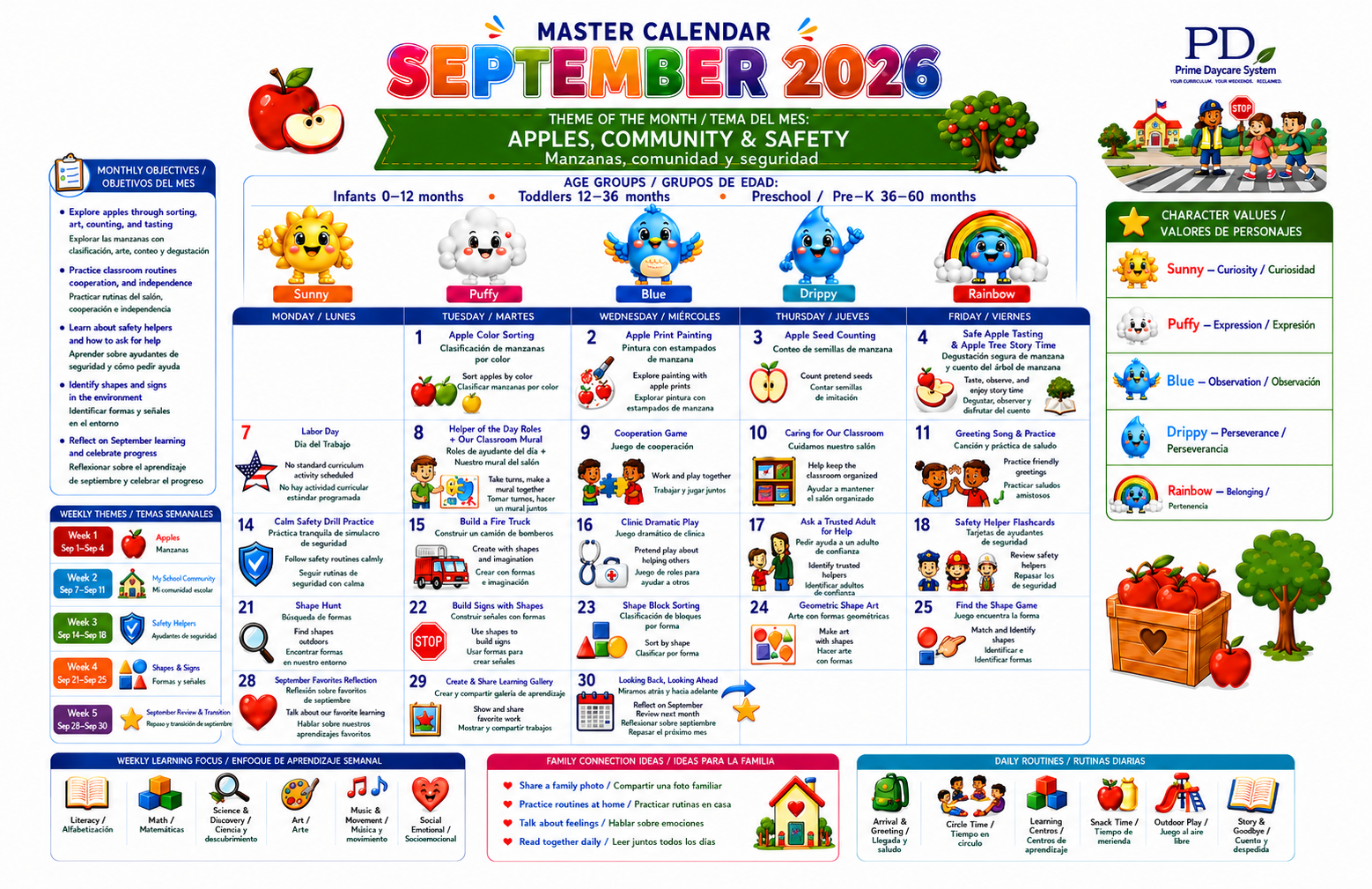 Printed Master Calendar 17 × 11 in