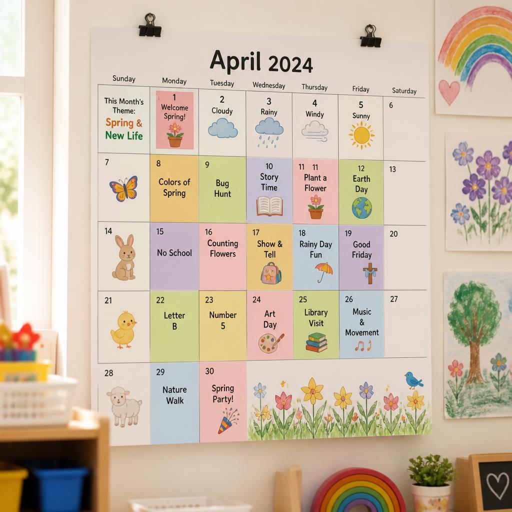 Printed monthly calendar